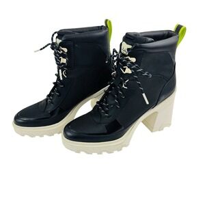 Sorel Brex Boot Lace Black Leather Platform Boots Gorpcore Urban Chunky Size 9